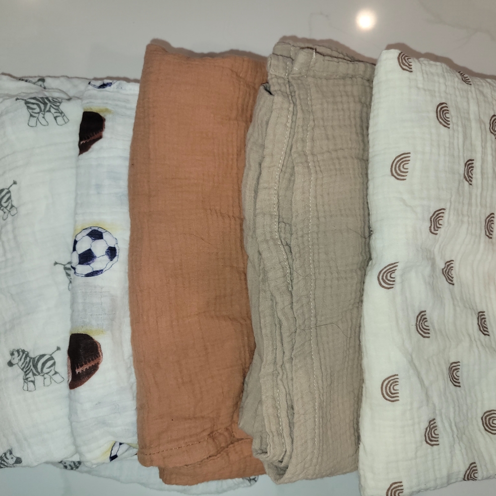 Set of 6 Baby Muslin Swaddle Blankets